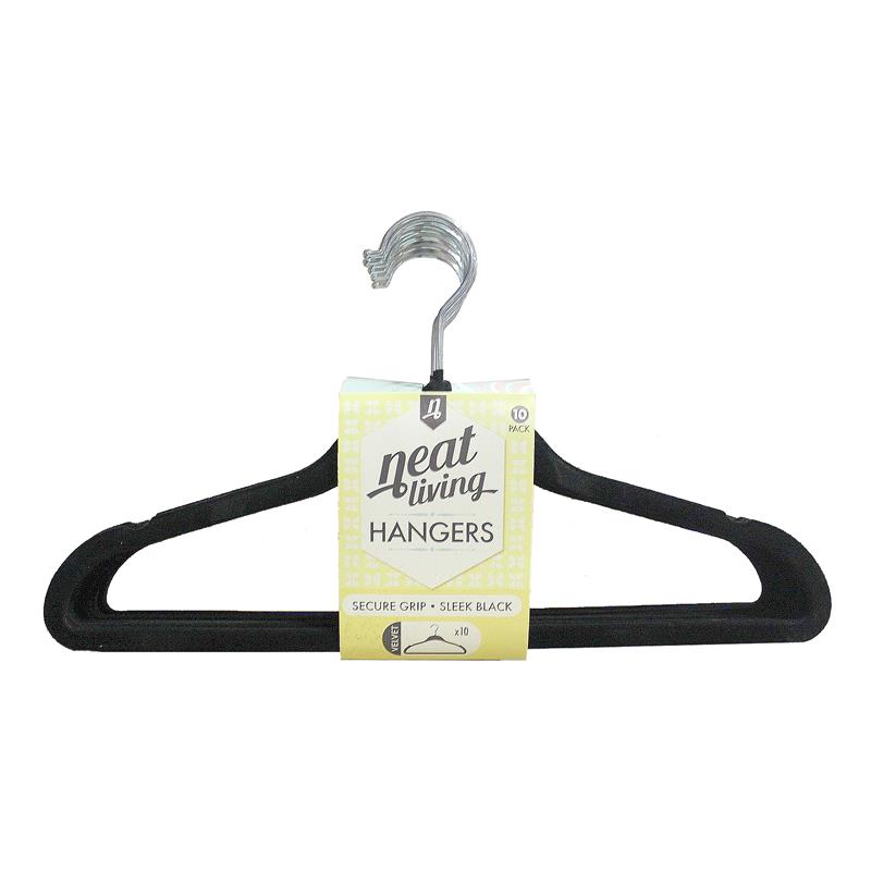 Neat Living Slim Velvet, Non-Slip Suit Clothes Hangers, Pack of 10, Color options: Black and Pink