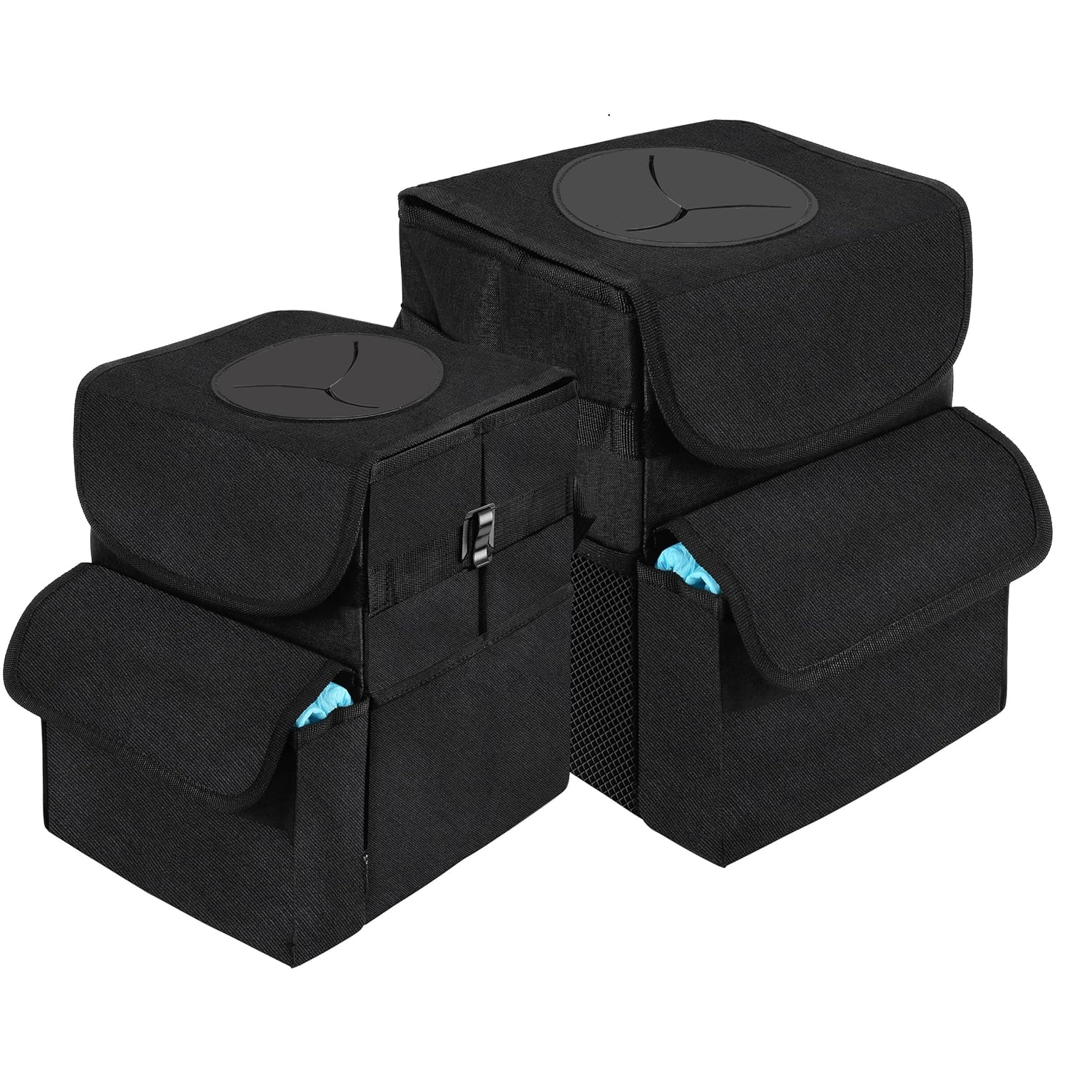 Heavy Duty Auto Trash Bin 2-Pack - 1 Large (8.25x7.5x10.5) & 1 Small (6.25x7.25x9.125)