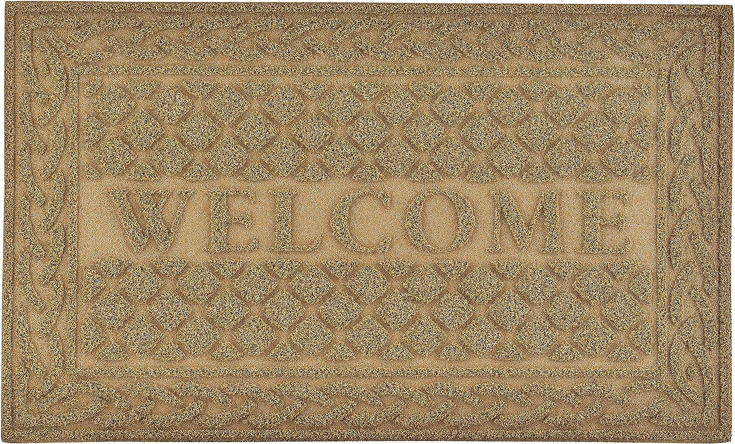 Superio Non-Slip Welcome Doormat for Entry, Indoor Outdoor, Heavy Duty, Waterproof, Easy Clean, Low-Profile Mat, Natural Lattice Coir, 18"x30", Natural
