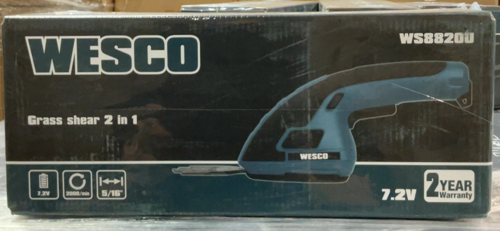 WESCO 7.2V Grass Shears Hedge Trimmer, 2-in-1 Handheld Shrub Trimmer with Rechargeable Lithium-ion Battery and Charger