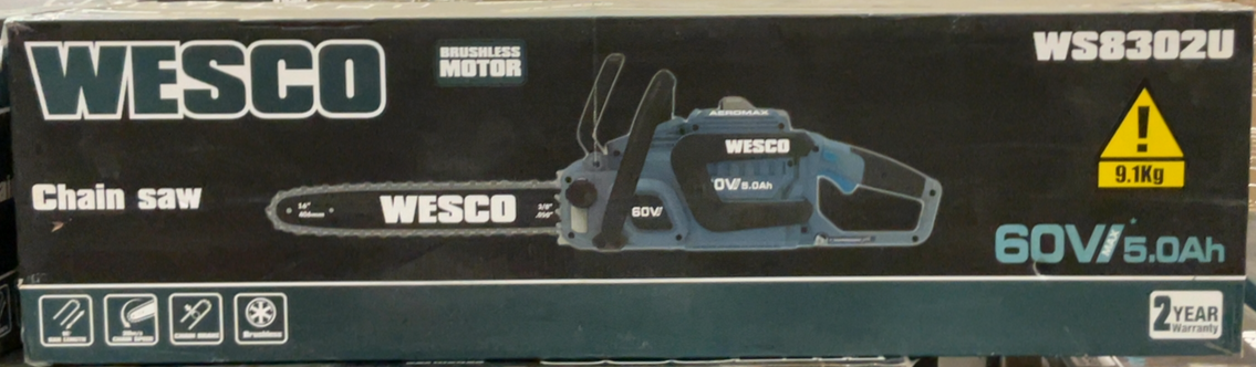 WESCO Cordless Chainsaw, Battery Powered Chain Saws (60V-16inch) 60v - 16inch