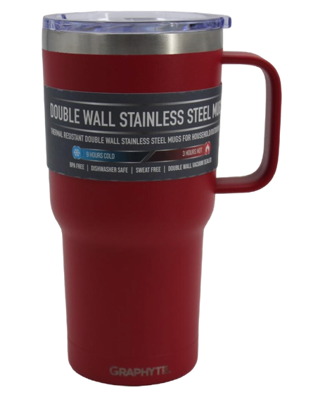 Assorted Sizes: GRAPHYTE Double Wall Vacuum Insulated Stainless Steel Mugs with Handle and Slider Lid, Assorted Sizes and Colors