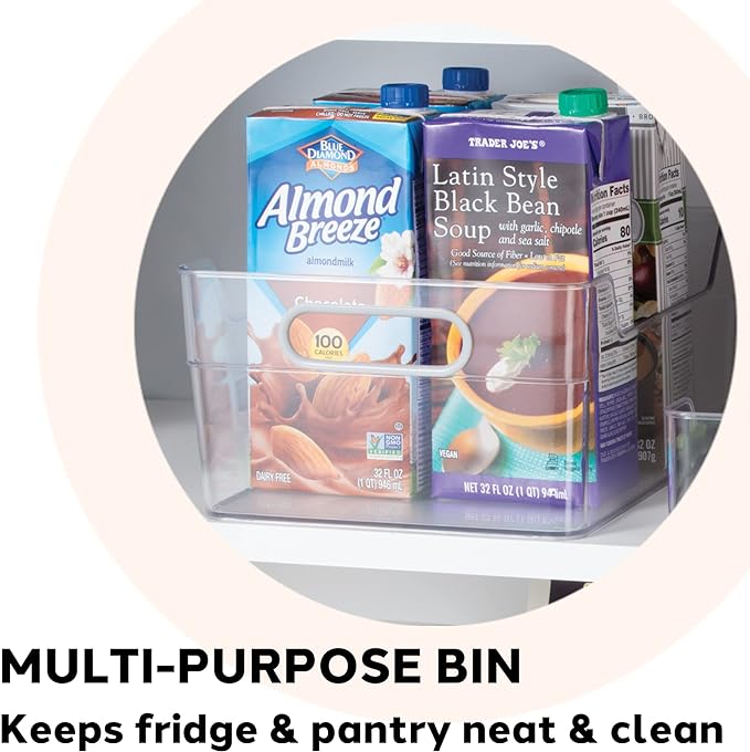 Multi-Use Organizer Bins | Pantry Organizer & Freezer Organizer Bins | Plastic Storage Containers | Bins for Home & Kitchen