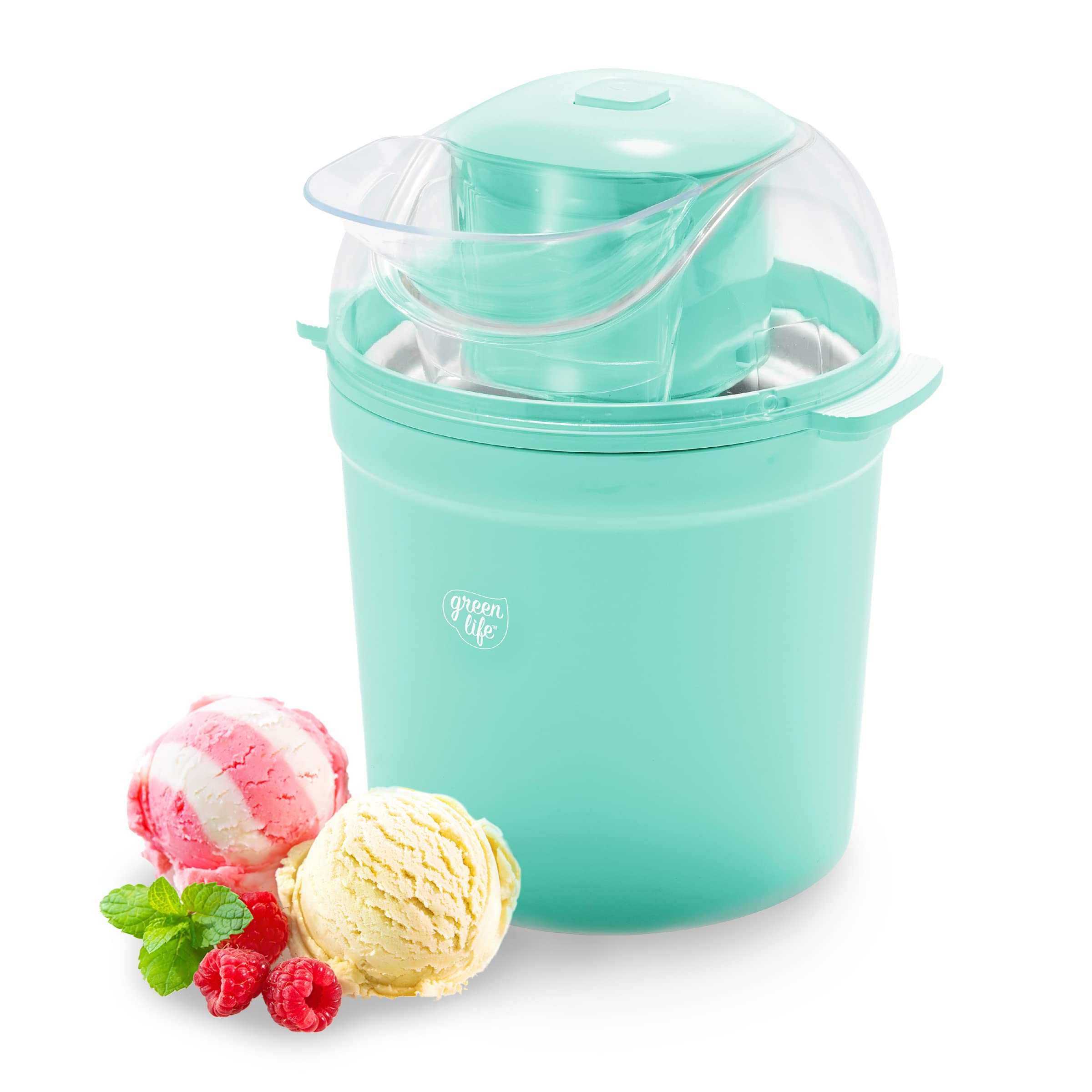 GreenLife Healthy Ceramic Nonstick 1.5QT Express Ice Cream Maker, Turquoise or Red