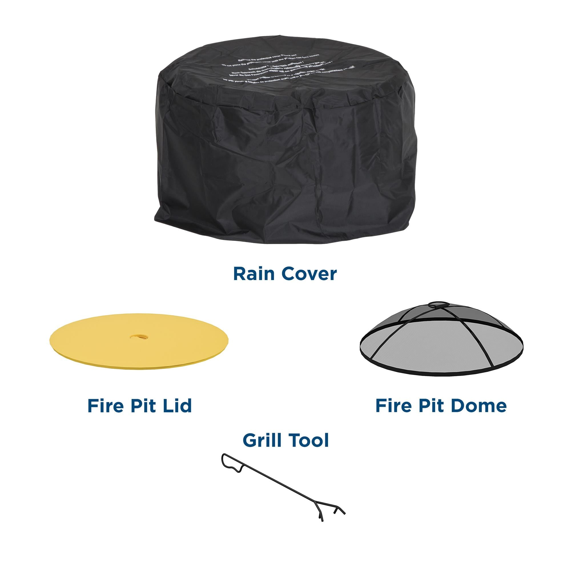 COSCO Outdoor 23" Round Wood Burning Fire Pit with Rain Cover and Accessories, Steel, Yellow