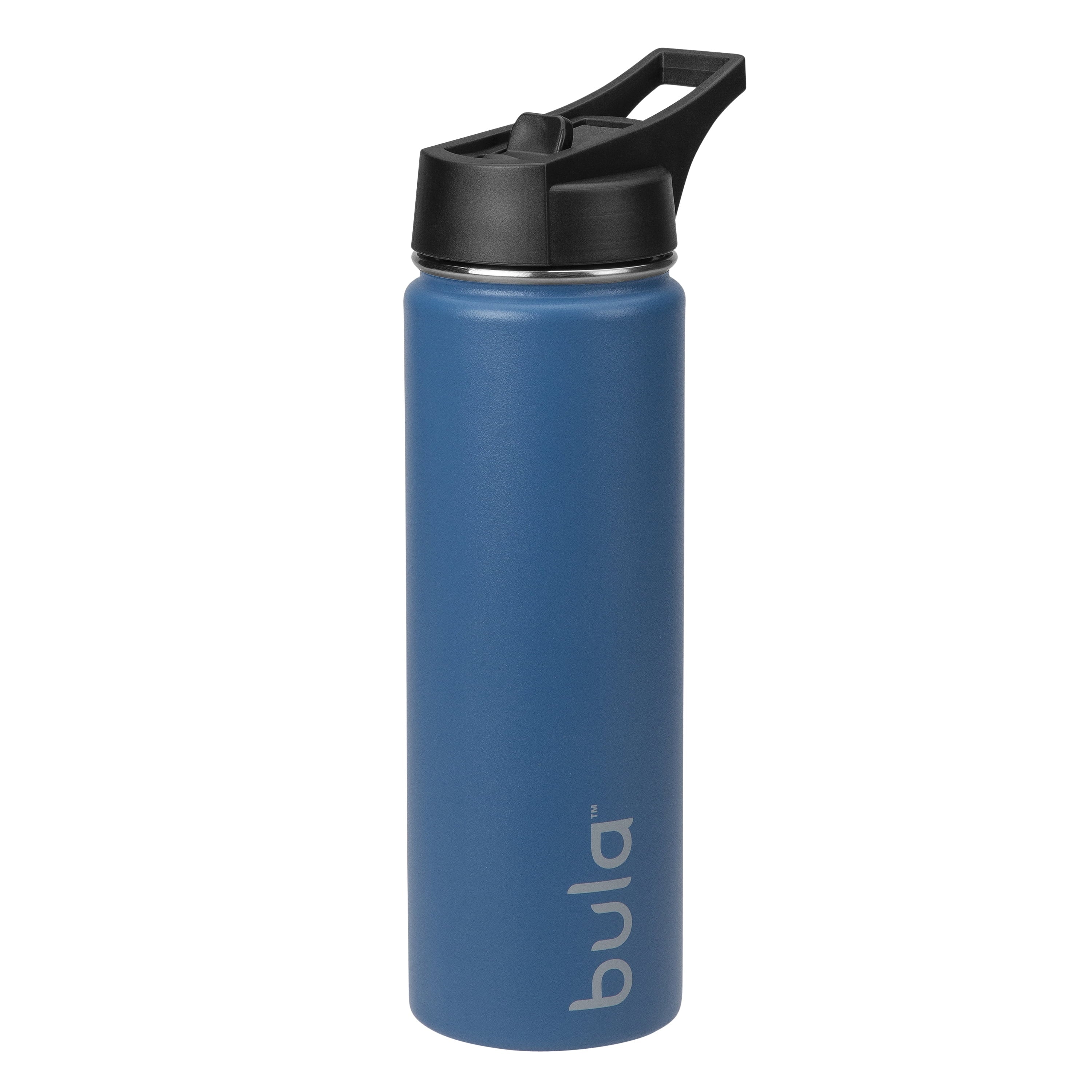 Bula 22oz Slim Sport w/ Pop Up Straw Double Wall Stainless Steel Hydration Bottle, Cold 24 Hours, (Midnight Blue, White, Black, Lavender Frog, Cotton Candy, Ice Blue, Mint, Orchid)