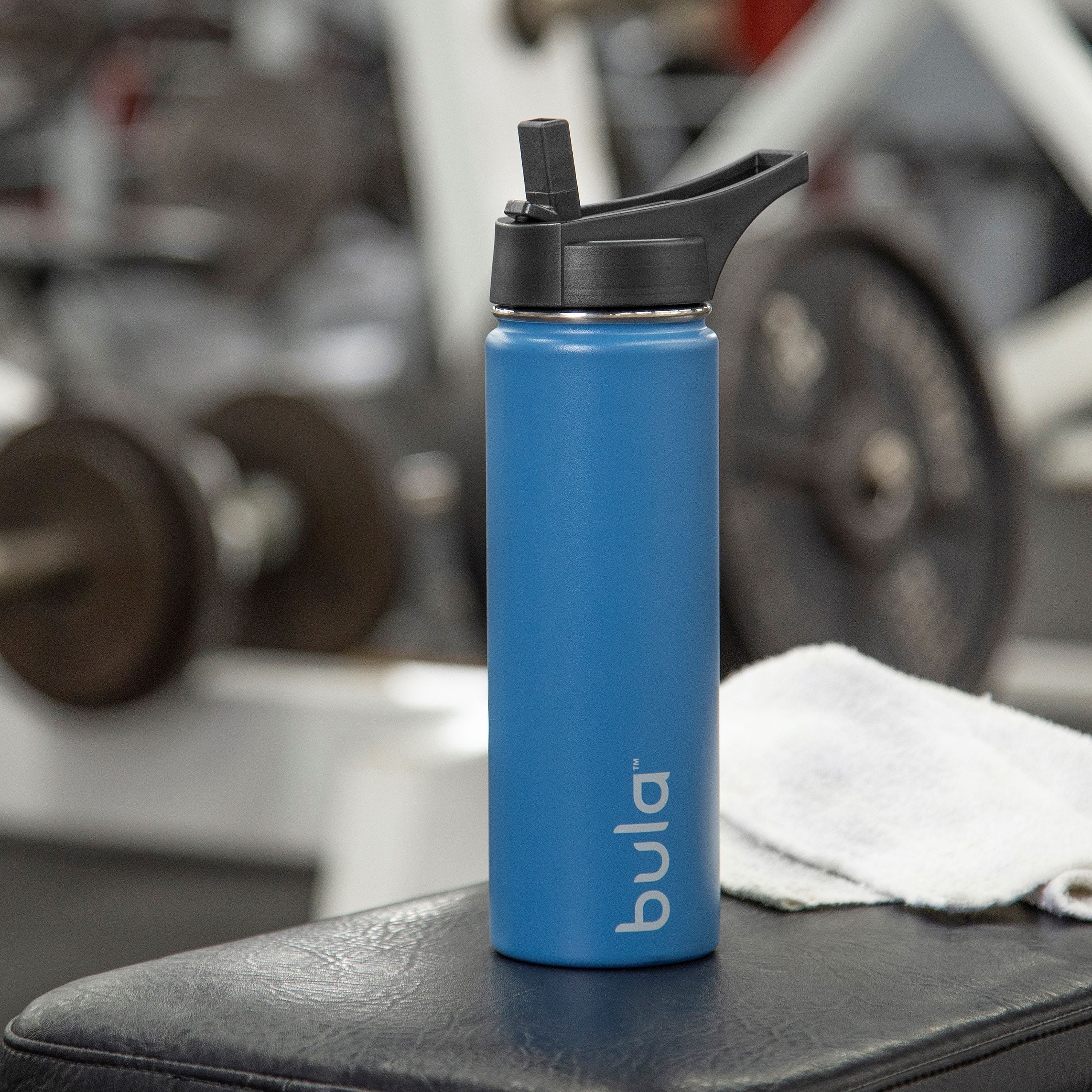 Bula 22oz Slim Sport w/ Pop Up Straw Double Wall Stainless Steel Hydration Bottle, Cold 24 Hours, (Midnight Blue, White, Black, Lavender Frog, Cotton Candy, Ice Blue, Mint, Orchid)
