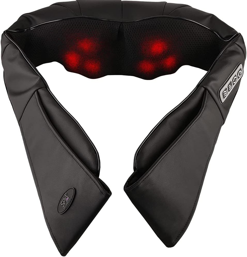 SPA SCIENCES - TESA Shiatsu Wrap Massager - Multifunction Deep Tissue Massager - for Neck, Back, Shoulders - 8 Massage Nodes, Soothing Heat, Auto Shutoff Timer
