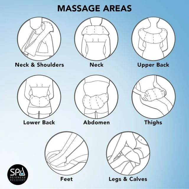 SPA SCIENCES - TESA Shiatsu Wrap Massager - Multifunction Deep Tissue Massager - for Neck, Back, Shoulders - 8 Massage Nodes, Soothing Heat, Auto Shutoff Timer