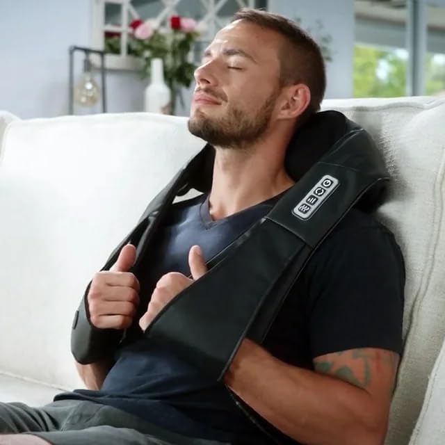 SPA SCIENCES - TESA Shiatsu Wrap Massager - Multifunction Deep Tissue Massager - for Neck, Back, Shoulders - 8 Massage Nodes, Soothing Heat, Auto Shutoff Timer