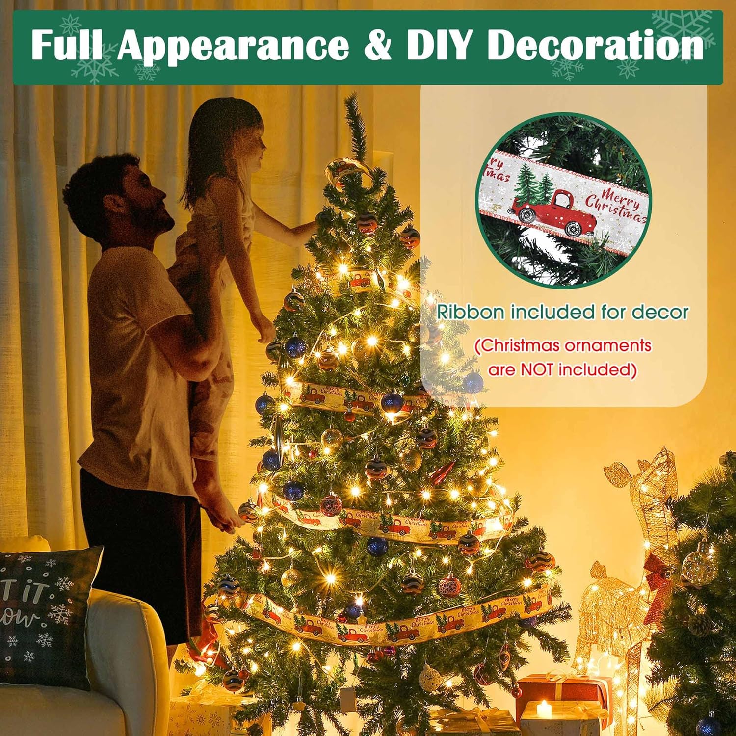 Yescom 6Ft Christmas Tree Artificial Pine Tree, Green Xmas Tree, Foldable Hinged, 670 Branch Tips for Party Holiday Office Home Decoration 2024