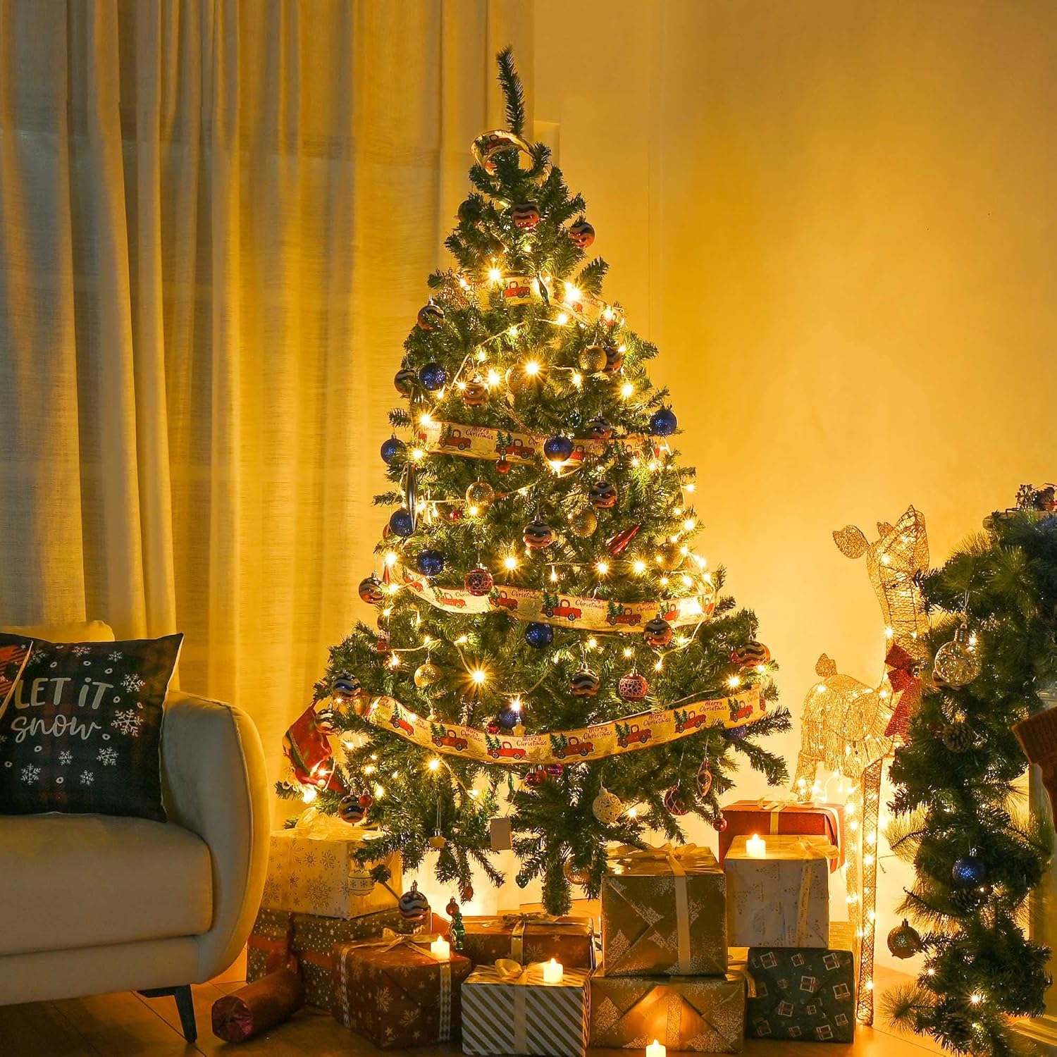 Yescom 6Ft Christmas Tree Artificial Pine Tree, Green Xmas Tree, Foldable Hinged, 670 Branch Tips for Party Holiday Office Home Decoration 2024