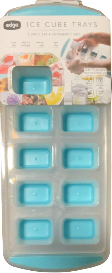 3 Pack Large Square or Round Ice Cube Trays, Silicone Molds Easy Release BPA Free Flexible and Odorless, Charcoal, Coral, Mint, Navy, Red, or Teal