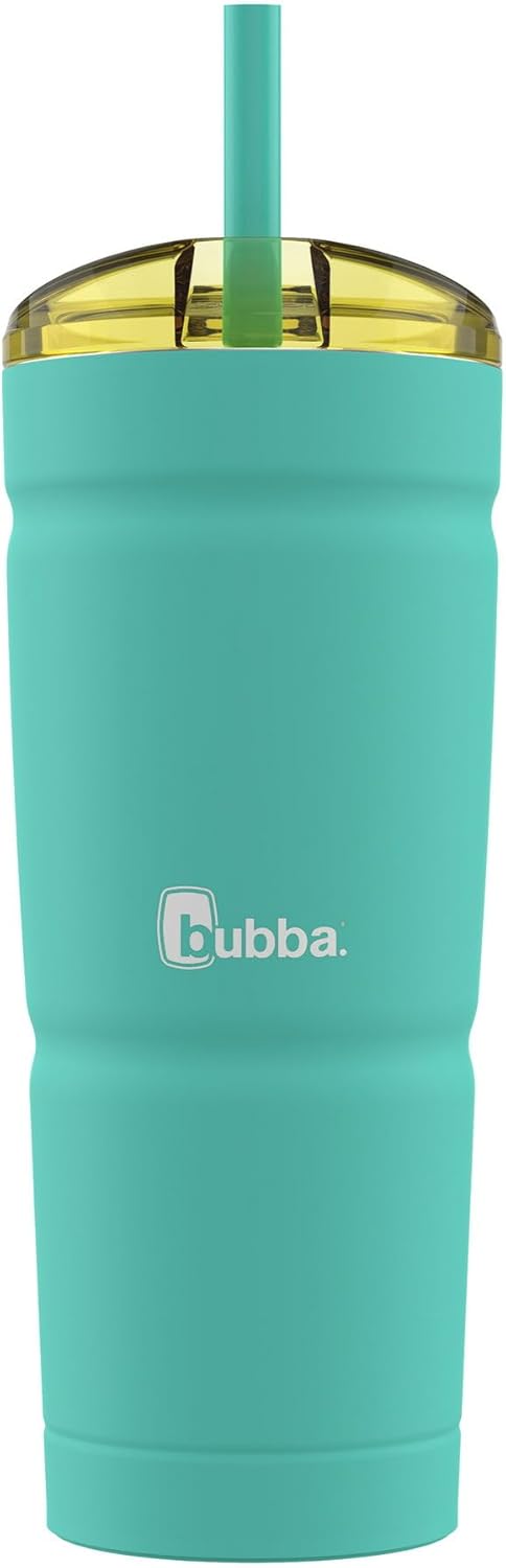 Bubba Envy S Stainless Steel Tumbler with Straw and Bumper Rubberized, 24 fl oz., (Electric Berry, Dragon Fruit, or Island Teal)