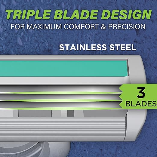 RAZORS 3PK DISPOSABLE 3 BLADE DESIGN, BLUE or GRAY