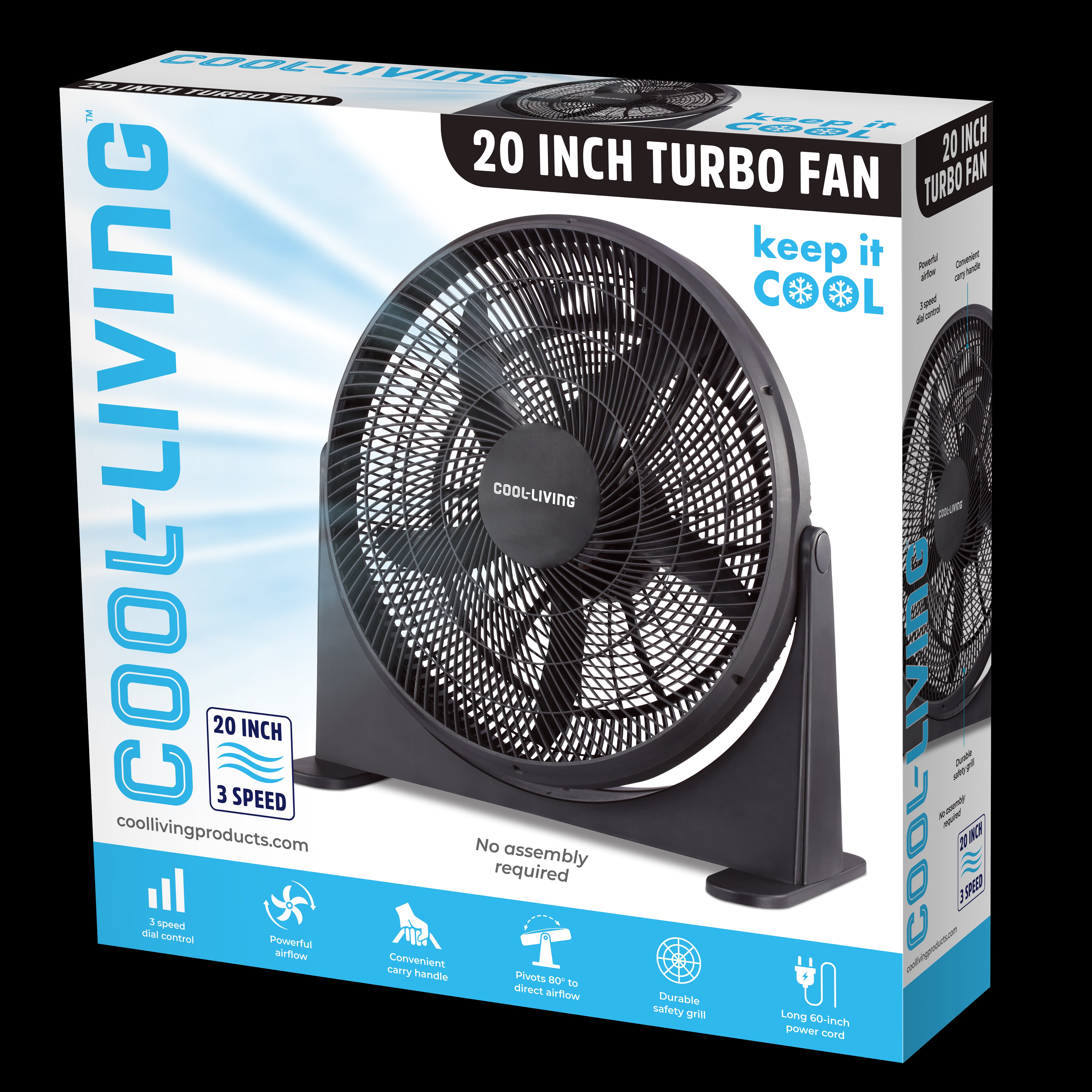 Cool Living 20-inch Turbo Fan, 3 Speed
