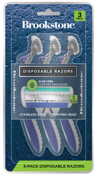 RAZORS 3PK DISPOSABLE 3 BLADE DESIGN, BLUE or GRAY