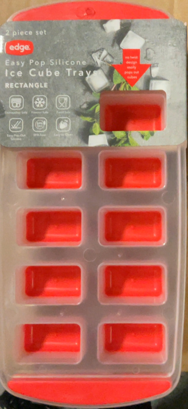 3 Pack Large Square or Round Ice Cube Trays, Silicone Molds Easy Release BPA Free Flexible and Odorless, Charcoal, Coral, Mint, Navy, Red, or Teal
