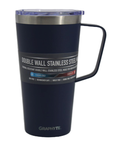 Assorted Sizes: GRAPHYTE Double Wall Vacuum Insulated Stainless Steel Mugs with Handle and Slider Lid, Assorted Sizes and Colors