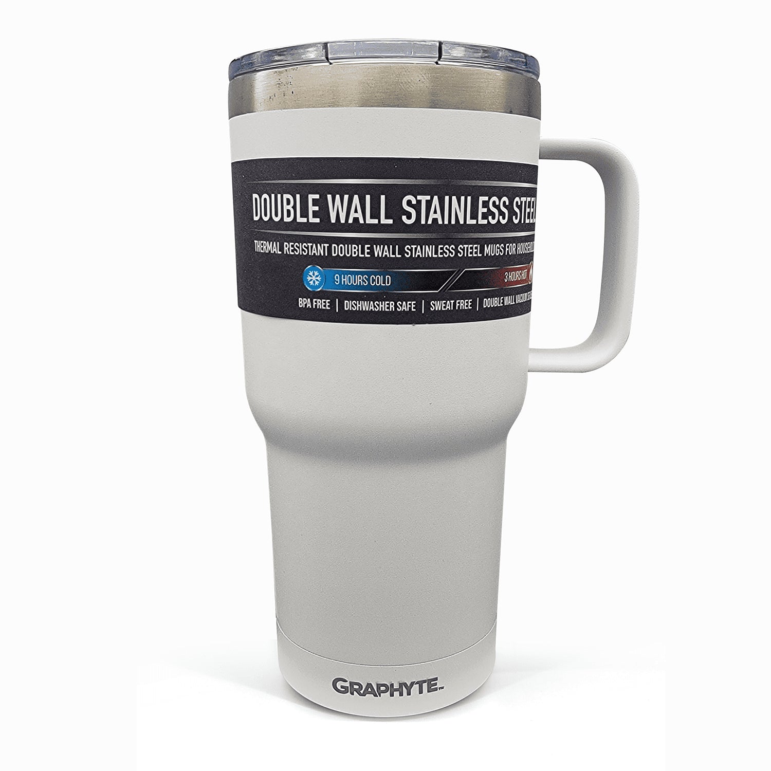 Assorted Sizes: GRAPHYTE Double Wall Vacuum Insulated Stainless Steel Mugs with Handle and Slider Lid, Assorted Sizes and Colors