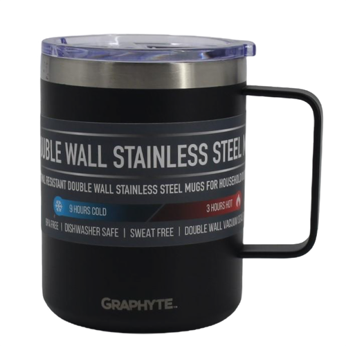 Assorted Sizes: GRAPHYTE Double Wall Vacuum Insulated Stainless Steel Mugs with Handle and Slider Lid, Assorted Sizes and Colors