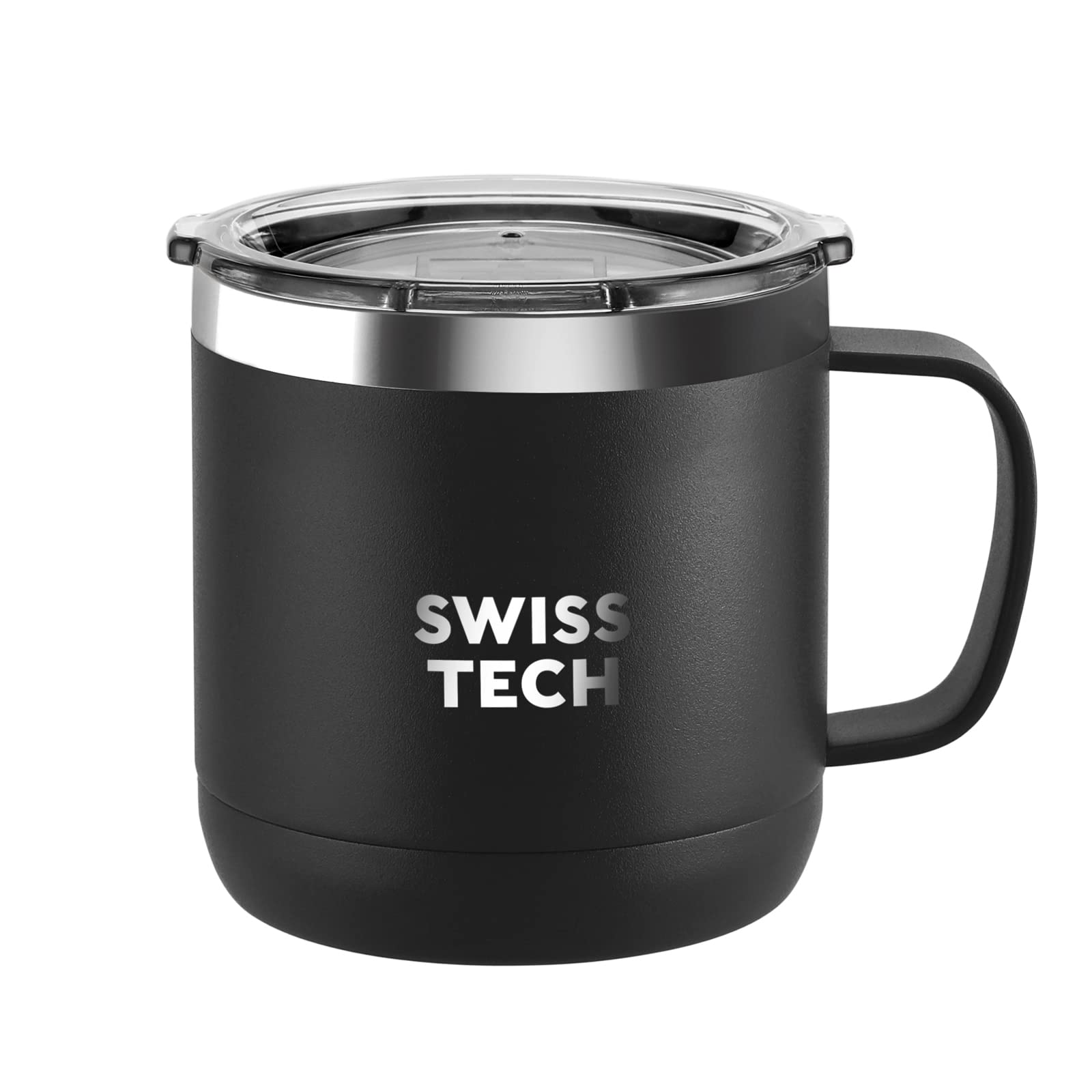 SWISS+TECH Stainless Double Wall Vacuum Insulated Tumbler with Lid, Color/Size options:  30oz - White, Turquoise, Black and Red, 20oz - White, Turquoise, Black and Red, 14oz Mug-White, Turquoise and Black, 10oz - White, Turquoise, Black and Red