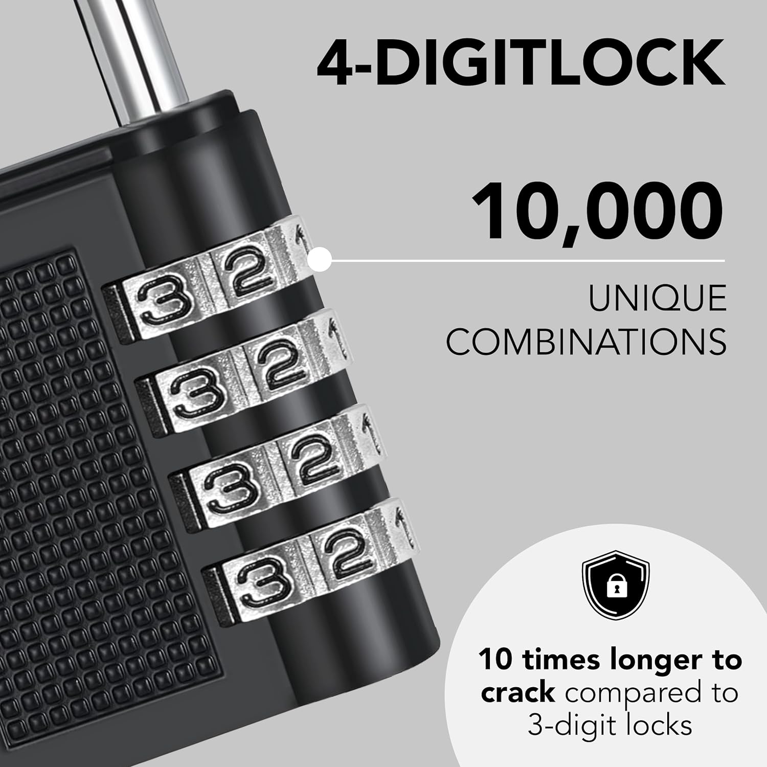 Padlock 4 Digit Combination Lock - for Gym School Locker, Outdoor Gate, Shed, Fence, and Storage - Weatherproof Metal - Keyless, Easy to Set, Resettable - Black Dotted