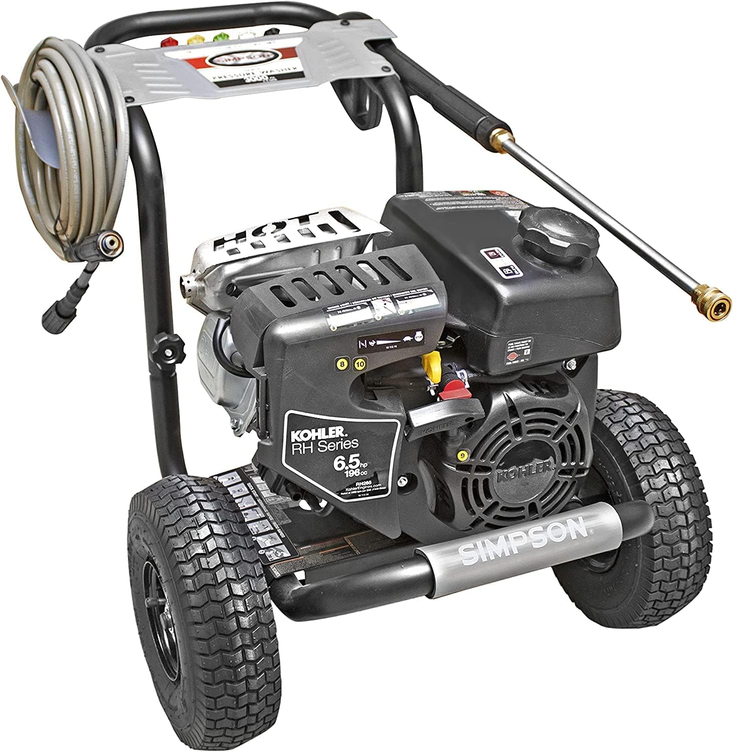 SIMPSON Cleaning MS60763-S MegaShot 3100 PSI Gas Pressure Washer, 2.4 GPM, Kohler RH265 Engine, Includes Spray Gun and Extension Wand, 5 QC Nozzle Tips, 1/4-in. x 25-ft. MorFlex Hose Pressure Washer 3100 PSI Honda RH265 (Refurbished)