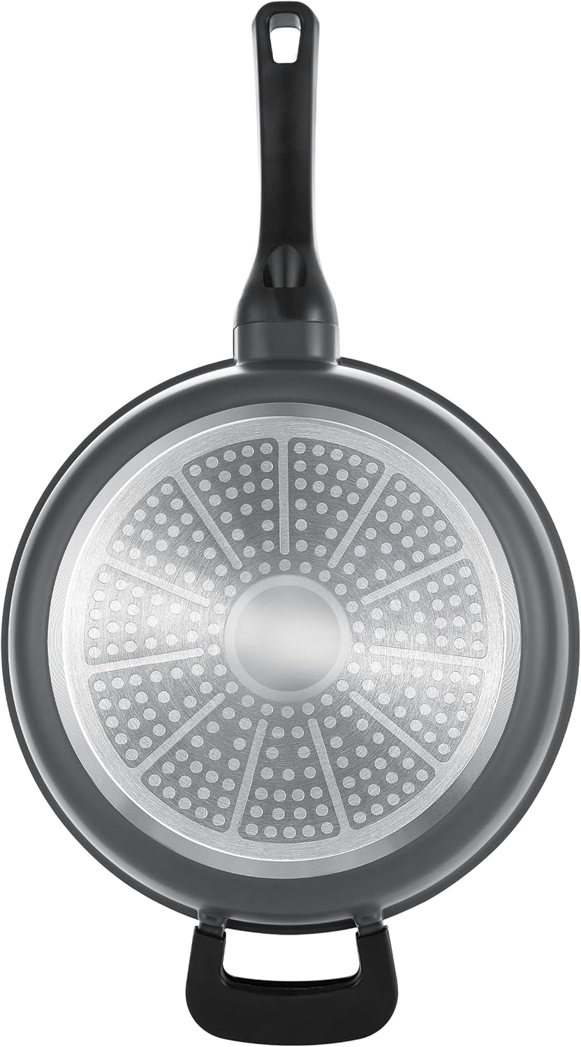 Bergner 11 inch / 4 Quart Covered Aluminum Saute Fry Pan Skillet, Gray
