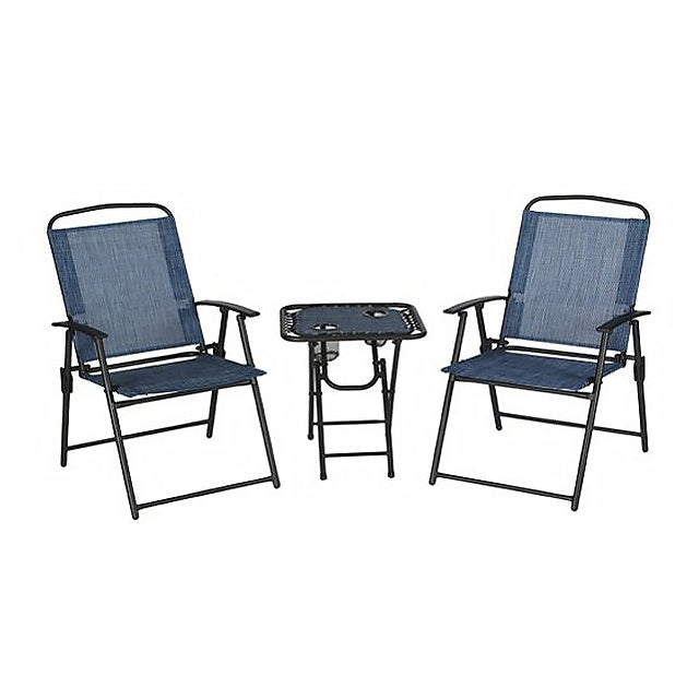 Trappers Peak Folding 3-Piece Seating Patio Set, Blue