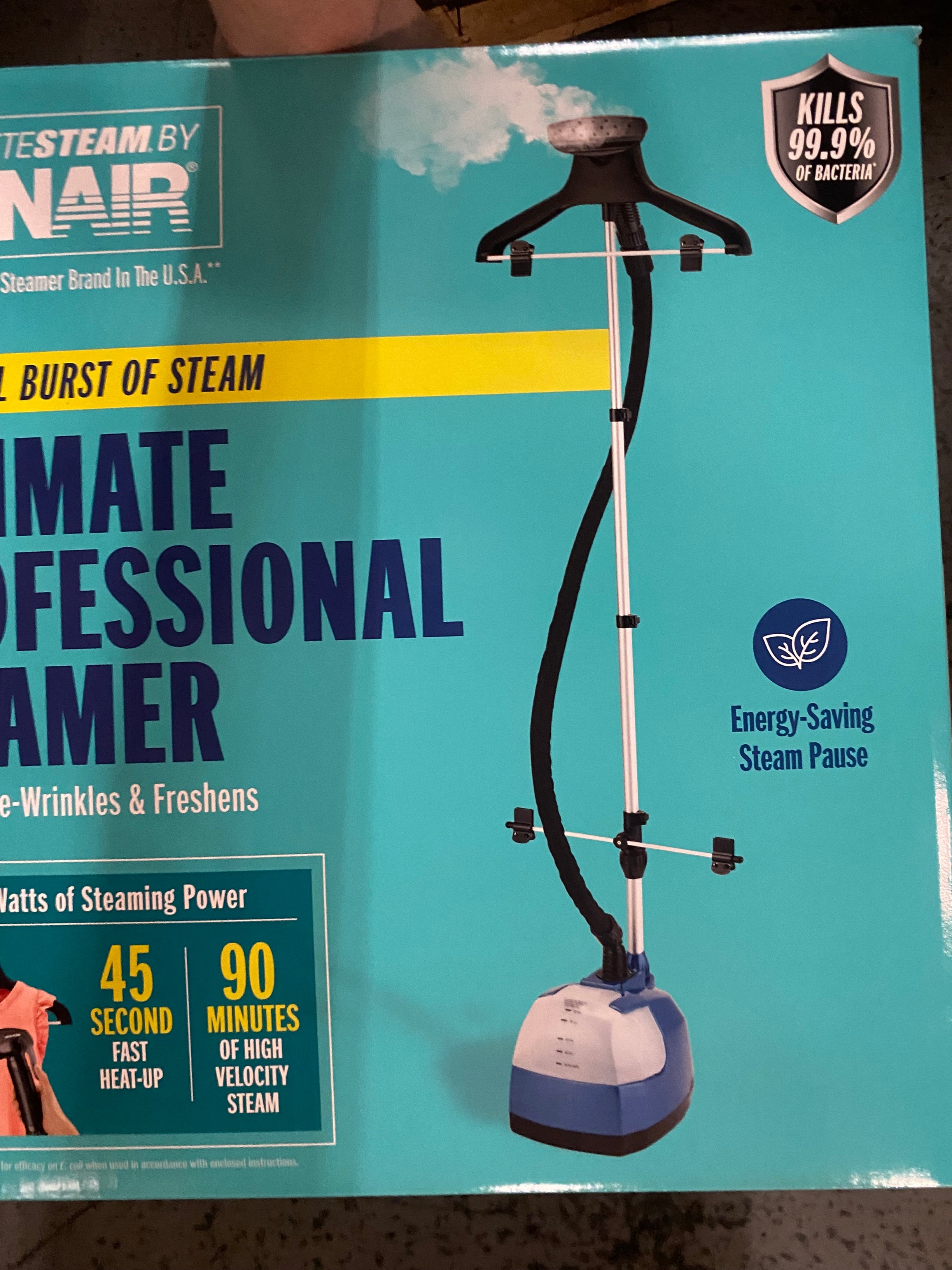 Conair Full Size Garment Steamer for Clothes, Complete Steam 1500W, Blue