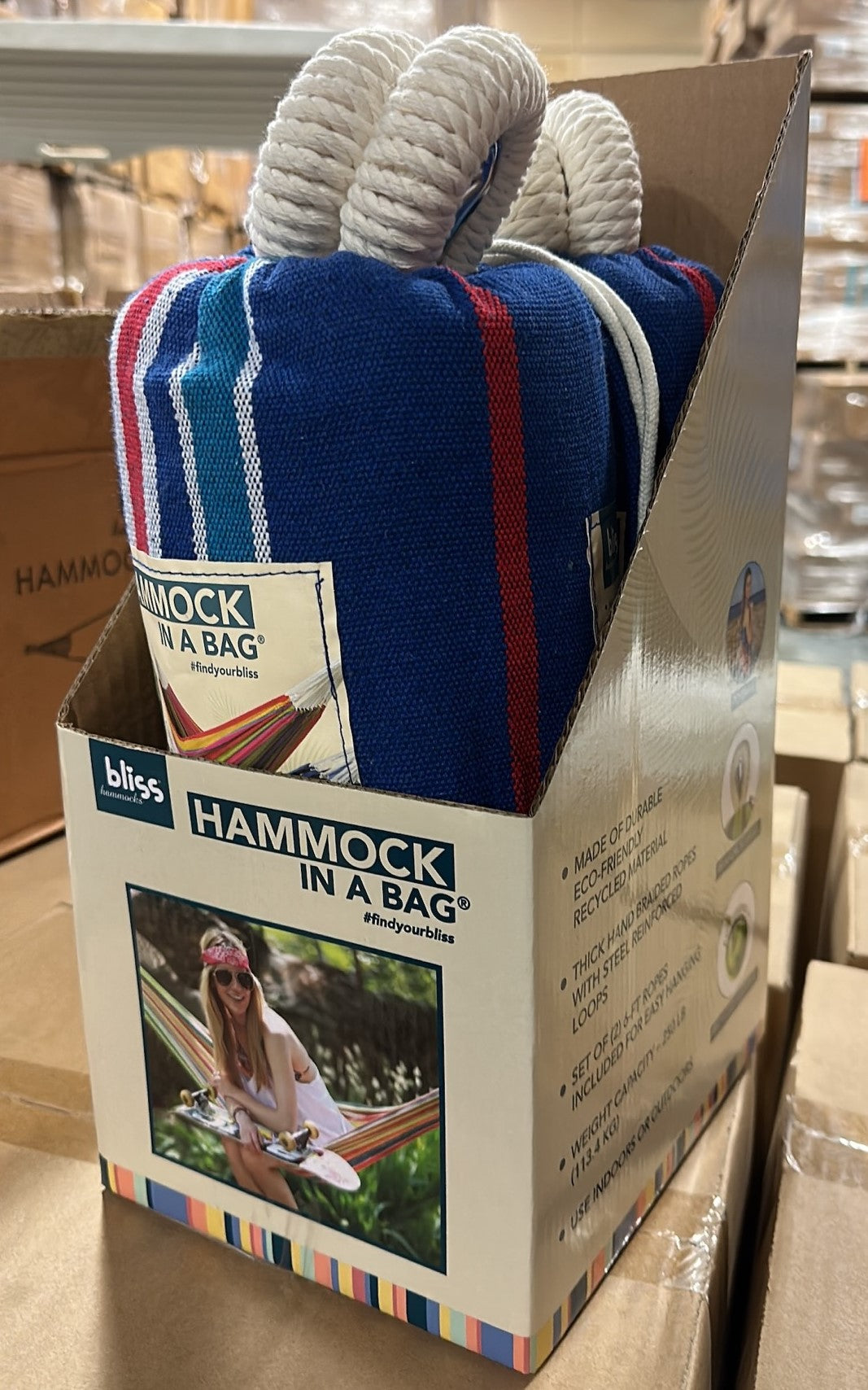 Bliss Hammocks 40" Wide Hammock in a Bag w/ Hand-Woven Rope Loops & Hanging Hardware