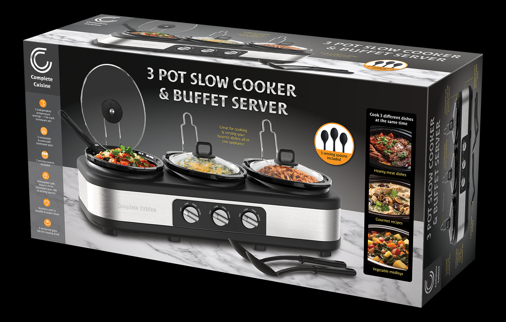 Triple 2.5 QT Slow Cooker & Buffet Server