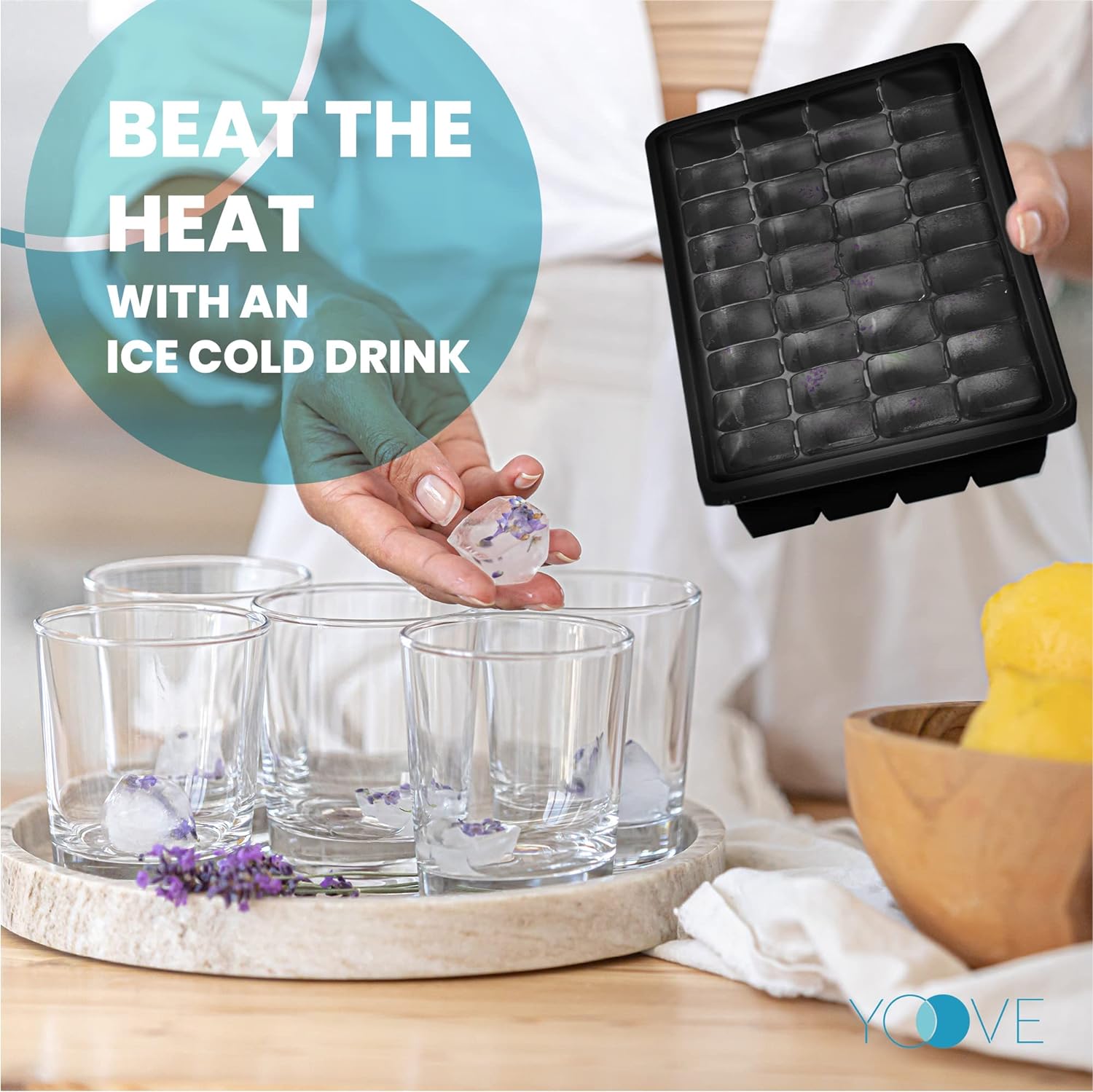 Ice Cube Tray with Lid and Container - 36 or 55 Mini Ice Cube Tray Mold for Freezer, Black