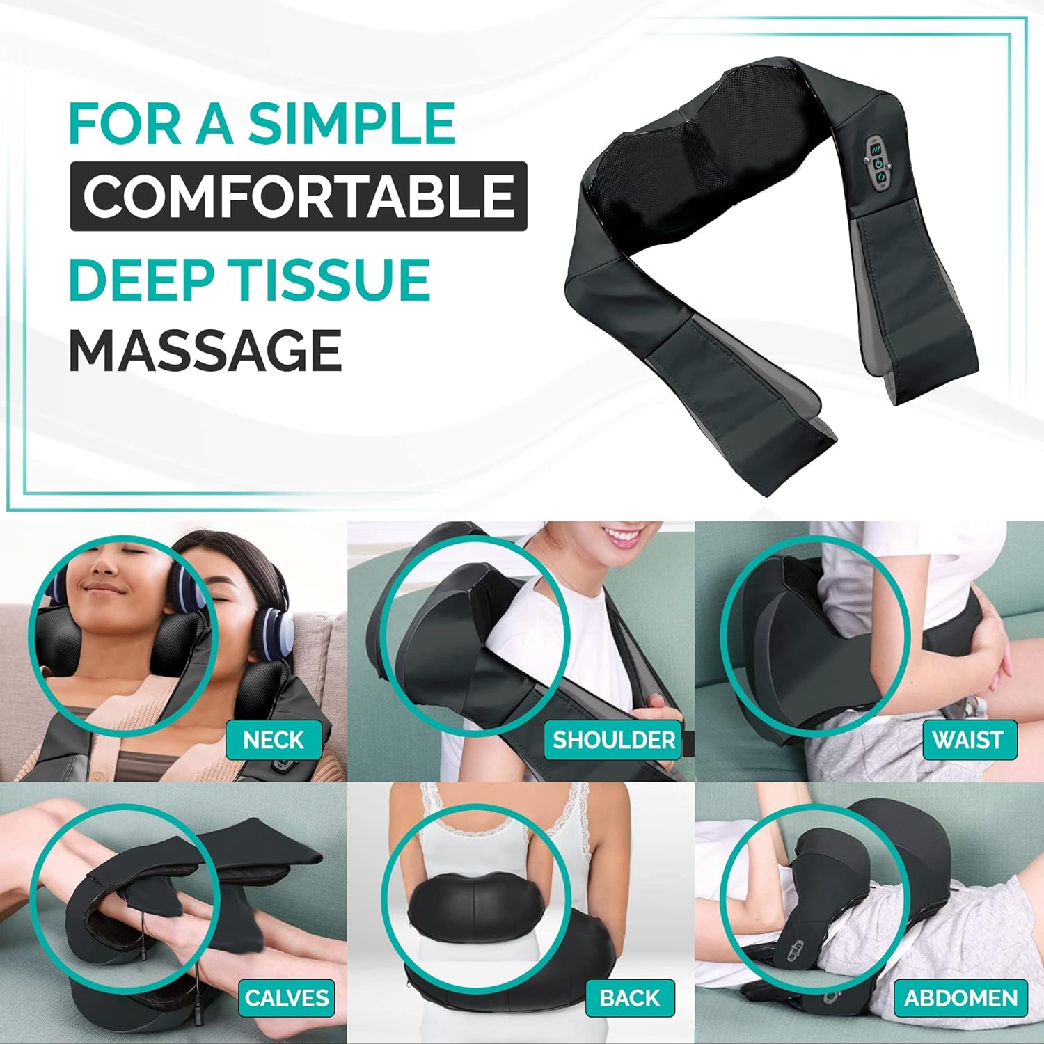 Aduro Sport FlexWorks Shiatsu Neck Shoulder & Back Massager with Heat Deep Kneading Electric Massager for Neck Back Shoulder Foot & Body
