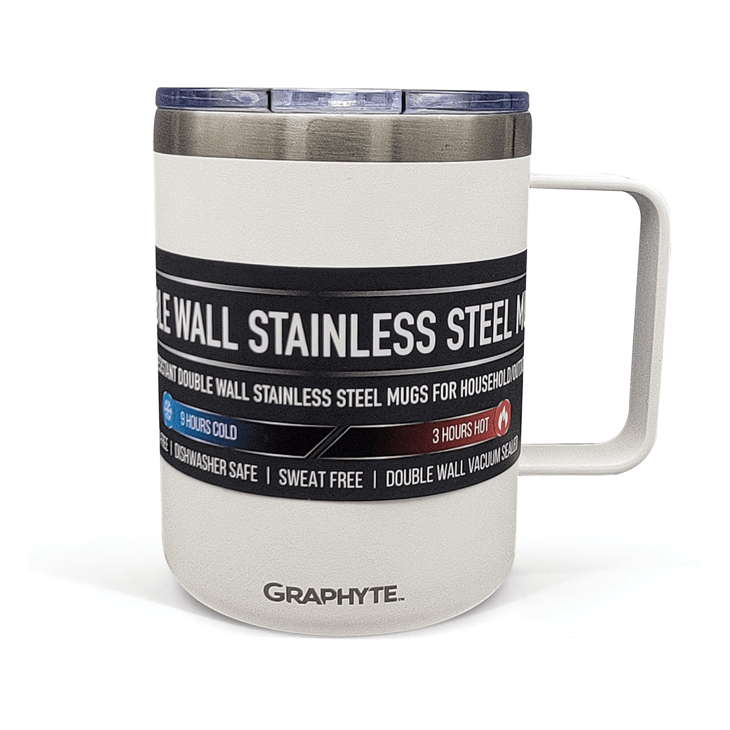 Assorted Sizes: GRAPHYTE Double Wall Vacuum Insulated Stainless Steel Mugs with Handle and Slider Lid, Assorted Sizes and Colors