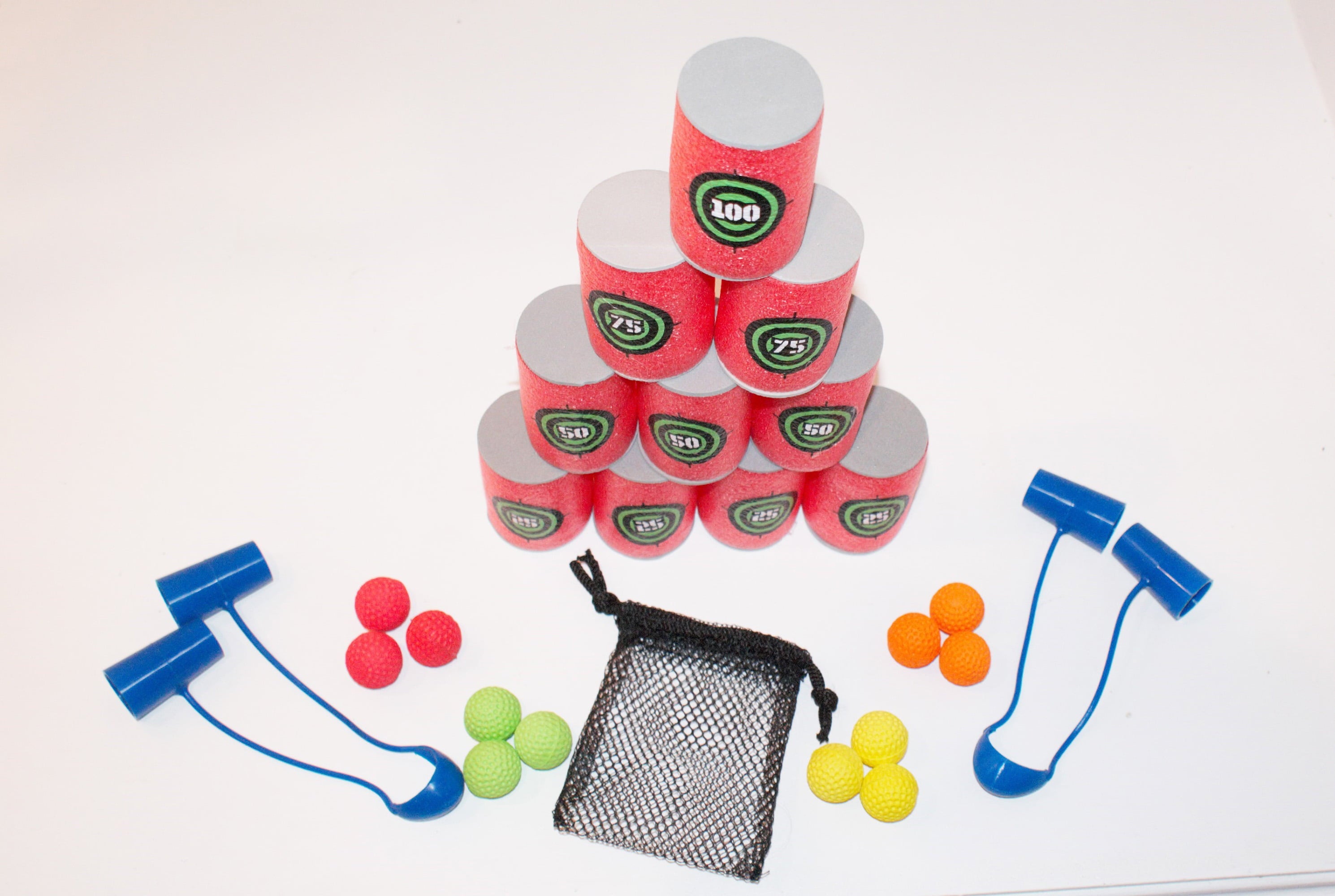 Finger Rocketz, Non Stop on The go Fun Game, Launching Competition Game Includes 2 Finger Creative Brainworks Sling rocketz, 12 Foam Balls, 10 Foam cans for Targets, 1 Carry Pouch