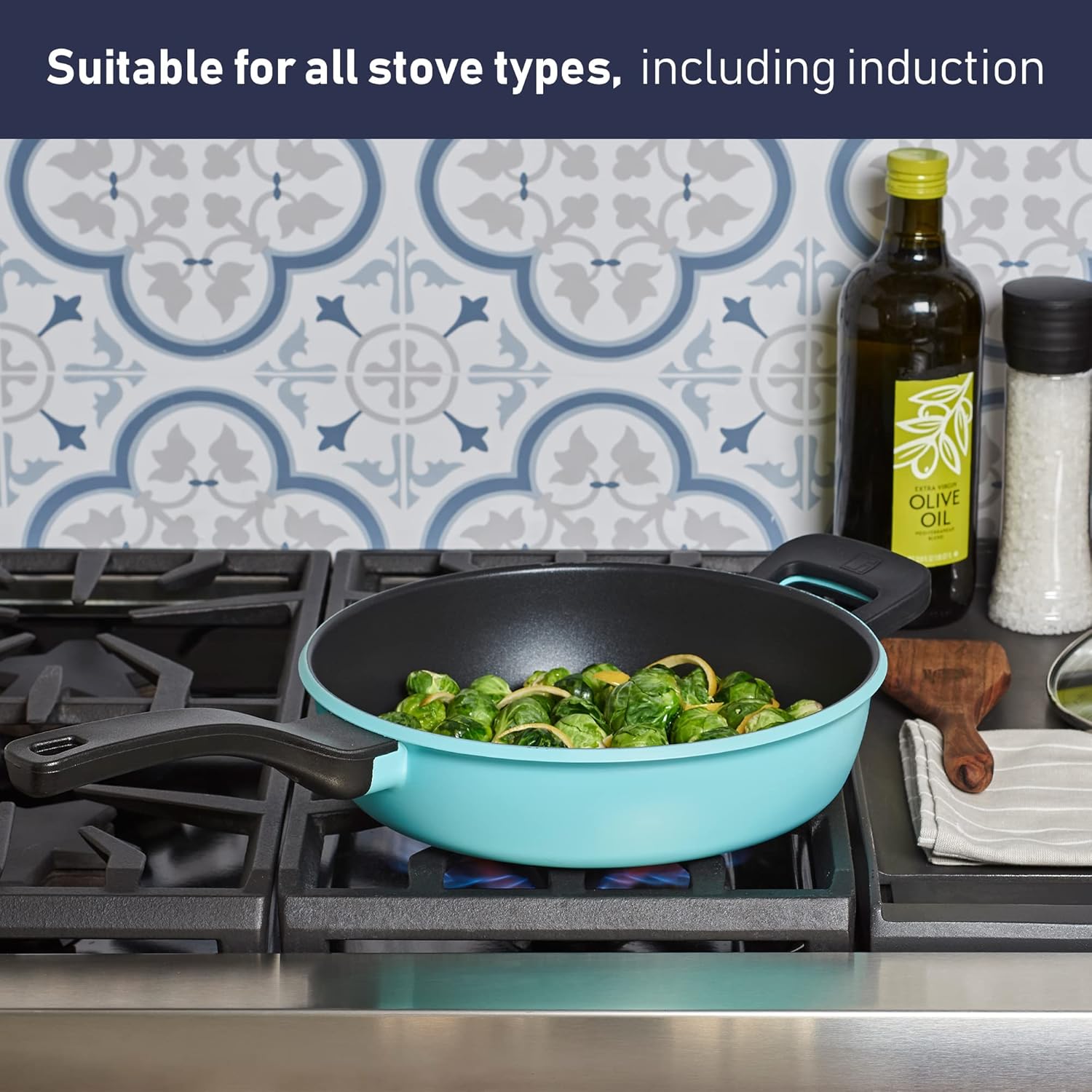 Bergner 11 inch / 4 Quart Covered Aluminum Saute Fry Pan Skillet, Gray
