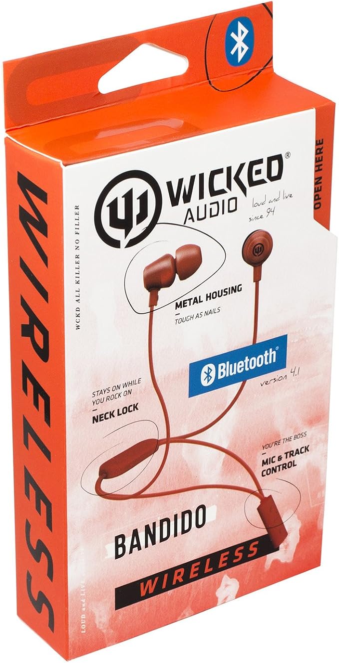 Wicked Audio Bandido Bluetooth Mobile Earbuds, Blue, Gold, or Red