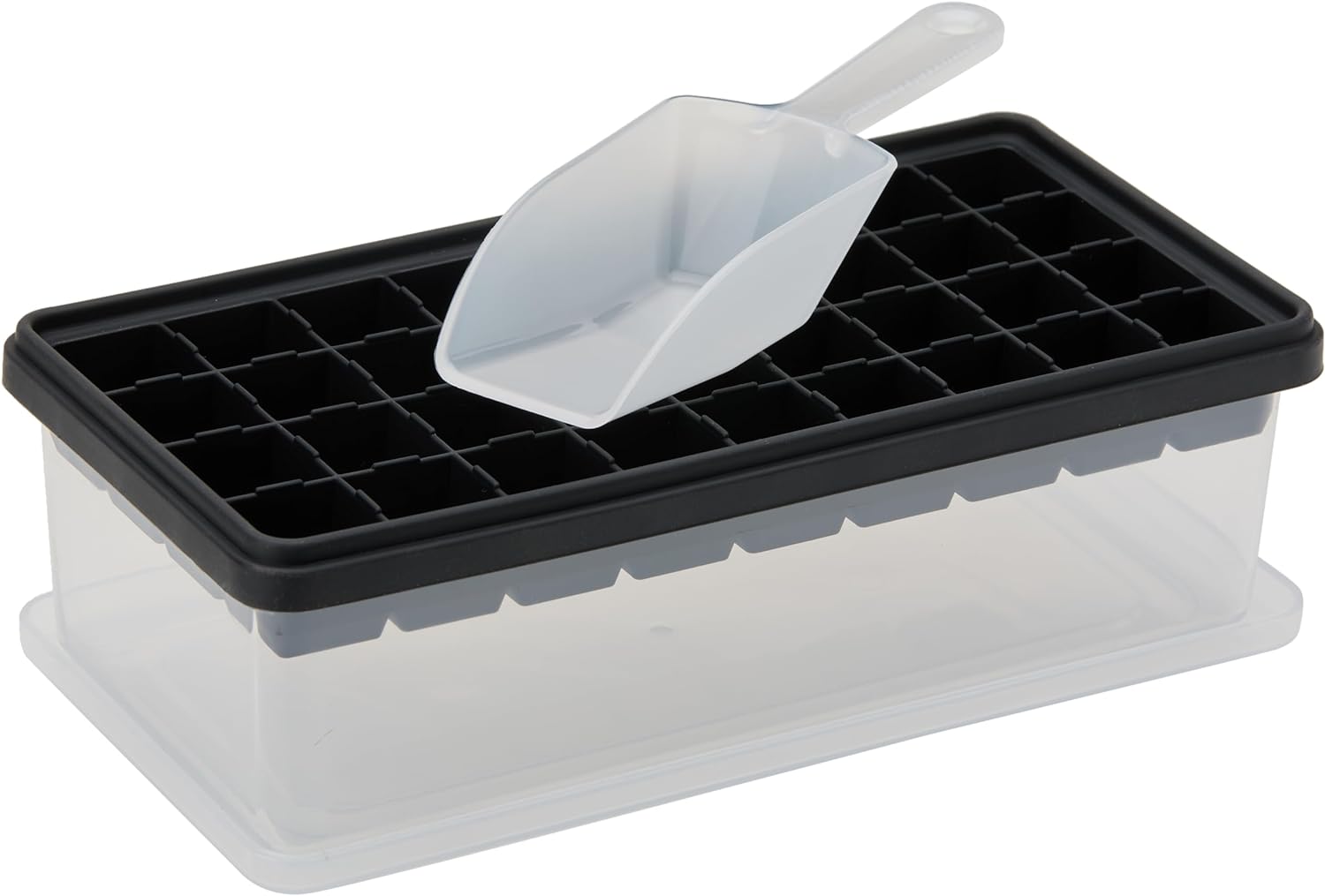 Ice Cube Tray with Lid and Container - 36 or 55 Mini Ice Cube Tray Mold for Freezer, Black