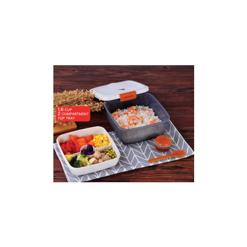 1.6L Square on the go Food Container, 6-Piece Lunch Box