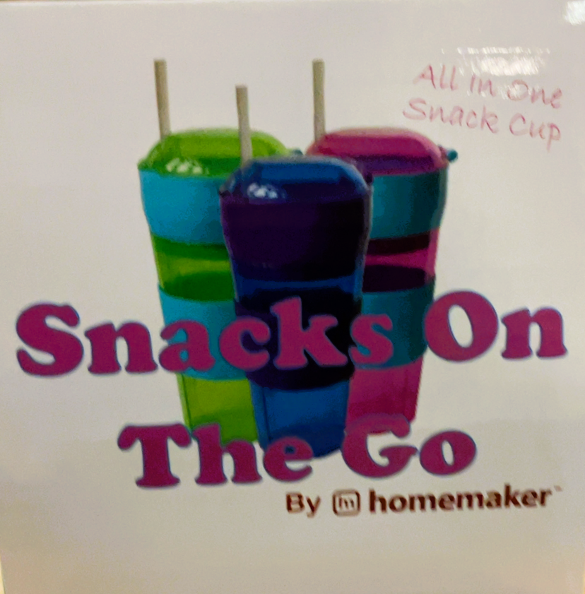 SNACKS ON THE GO CUP GREEN/PURPLE/PINK 20 OZ