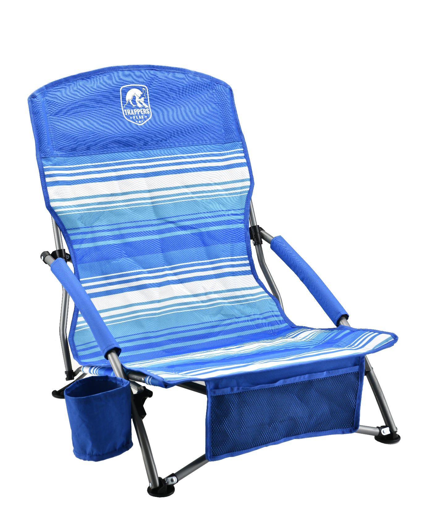 LOW BEACH CHAIRS W/ DRINK HOLDR+POCKT (STRIPES) 2 colors sold separately 3 of each color in a case