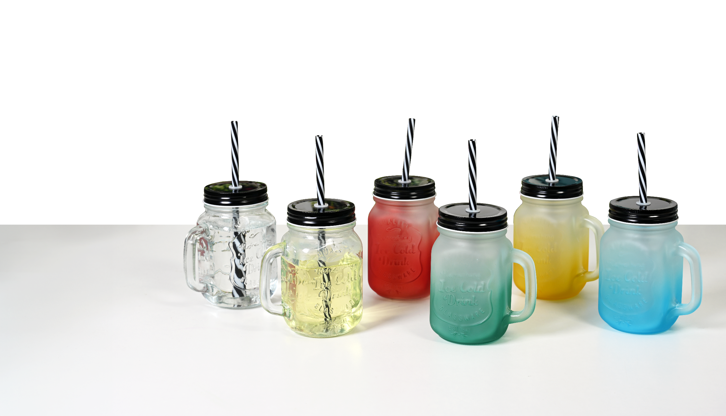 Mason Jars with Lids and Straws, 6pk, 16oz