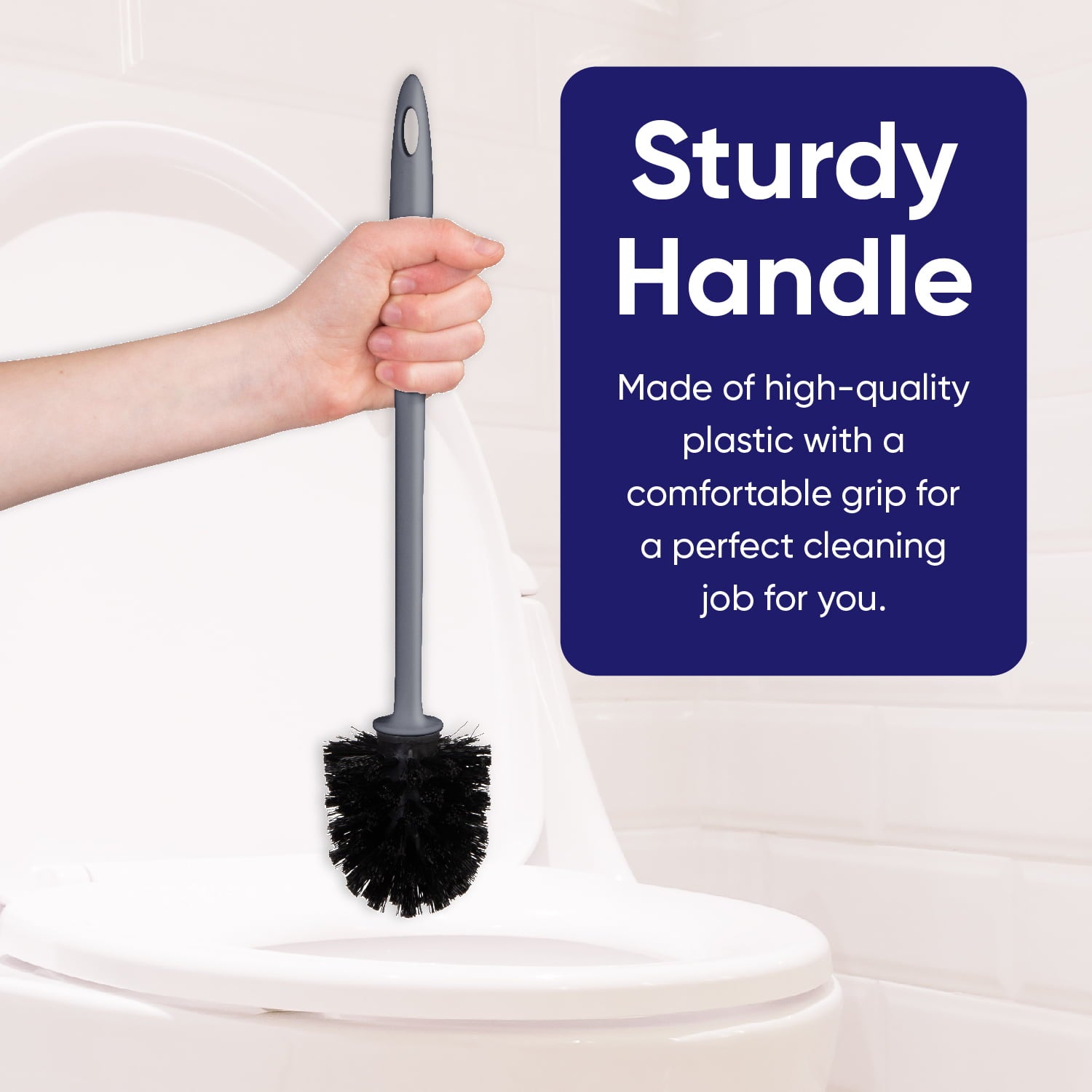 Superio Brand Modern Toilet Brush and Holder, Plastic, Color Options:  Purple, Grey, Taupe and Black