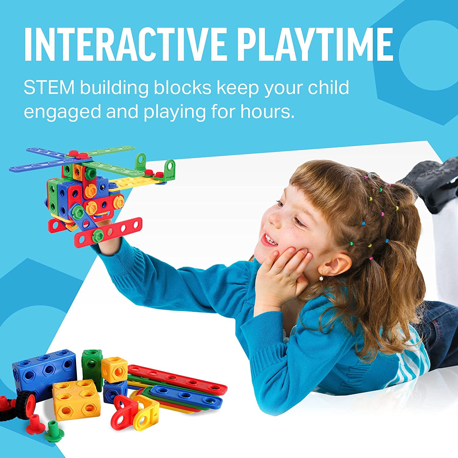 Brickyard Building Blocks STEM Toys & Activities - Educational Building Toys with 163 Pieces, Kid-Friendly Tools, Design Guide and Toy Storage Box