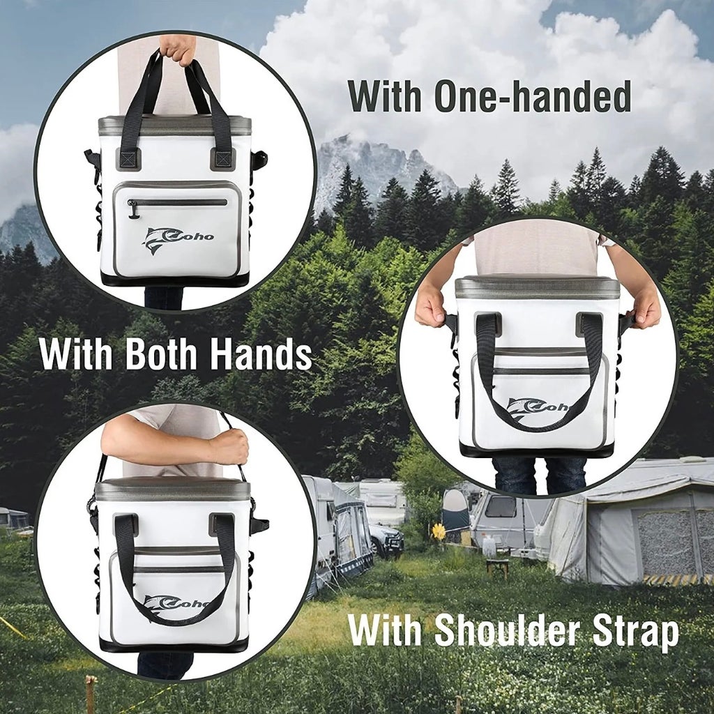 Coho Cooler Bag | 24 Can Personal Cooler and Lunch Box | Insulated Leak Proof Portable Cooler | Assorted Colors 15 White & 15 Grey per pallet of 30