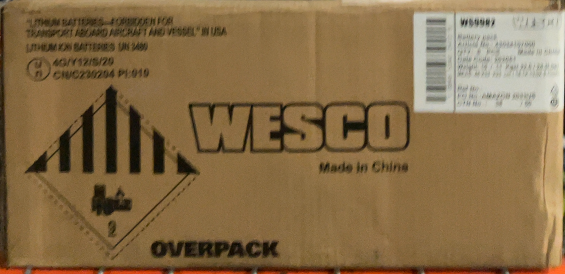 Wesco 60V 2.5Ah Li-ion Battery Pack, Intelligent Power Management, Shock-Resistant Design, Li-ion Battery 60V Battery-Powered Tools /WS9982