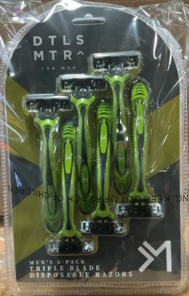 Men's 6pk Disposable Razors Triple Blade Aloe & Vitamin E (Available in a Variety of Colors)