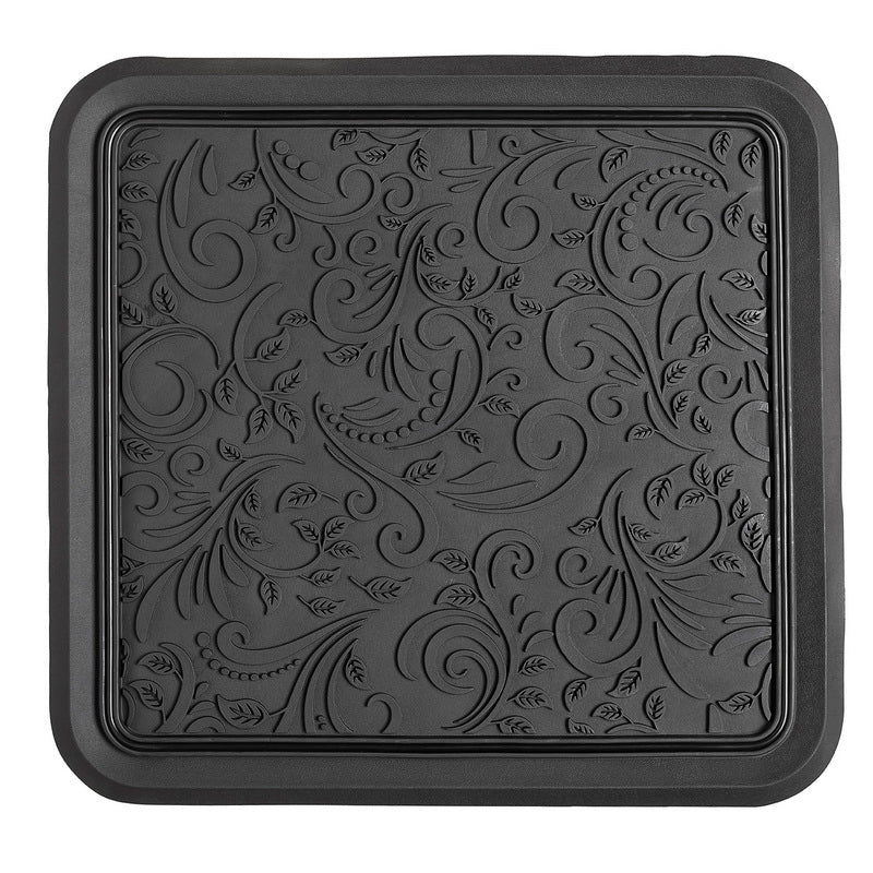 Pilot Universal Fit Black Floral Rubber Floor Mats, Set of 4